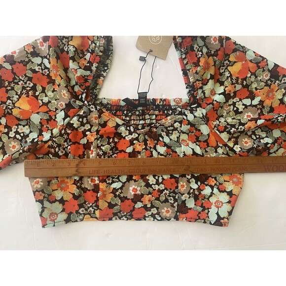 Vera Moda NWT Cute Floral Sweetheart Neck Crop Top Summer Wear Size XS - Picture 4 of 7